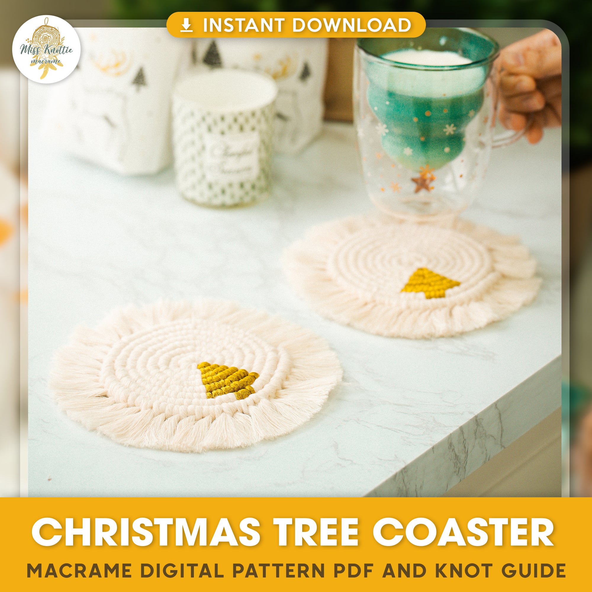 Christmas Tree Round Coaster-Guida digitale PDF e Nastri