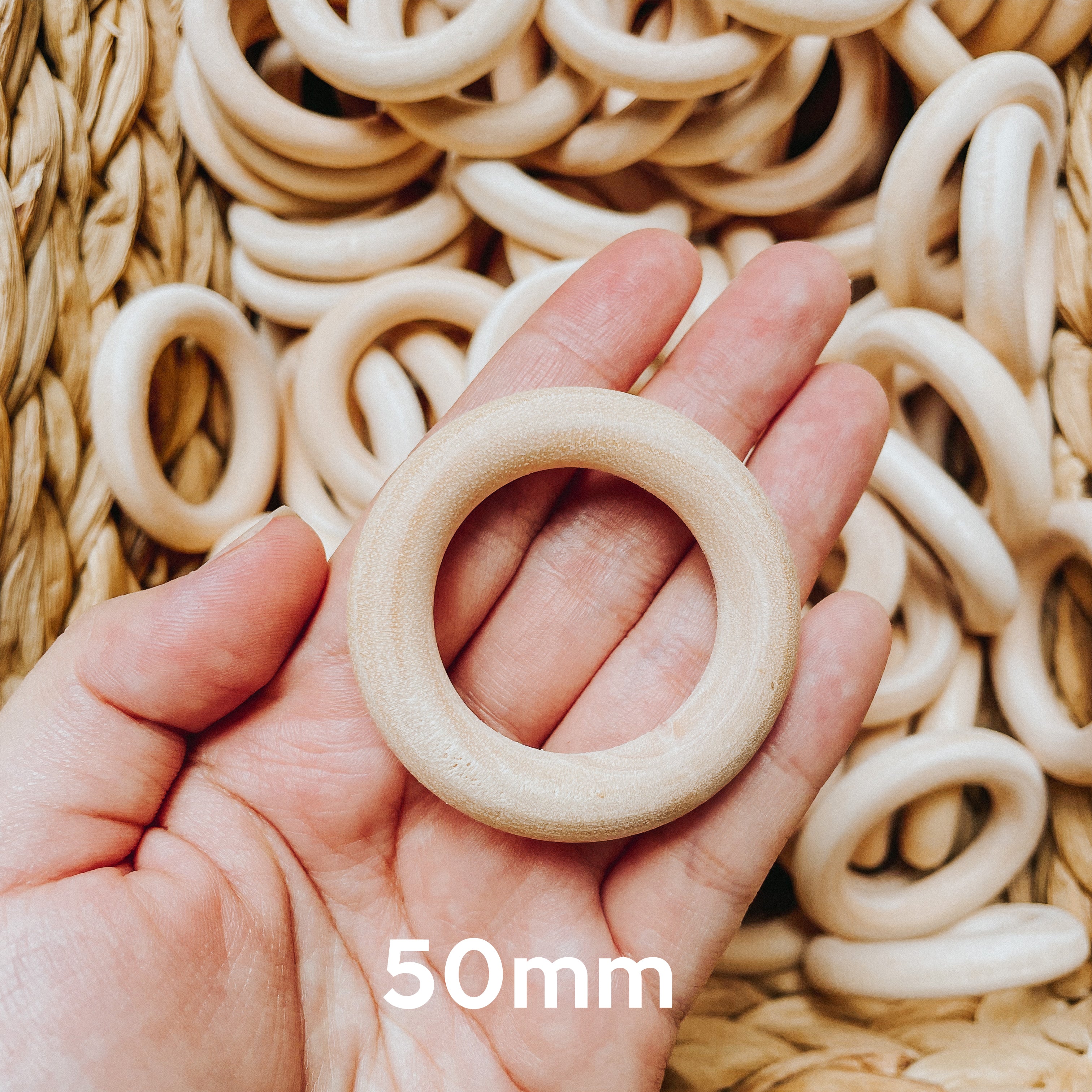 QTY 30 Wooden Rings in Various Sizes, Ring Toss, Silk Streamers