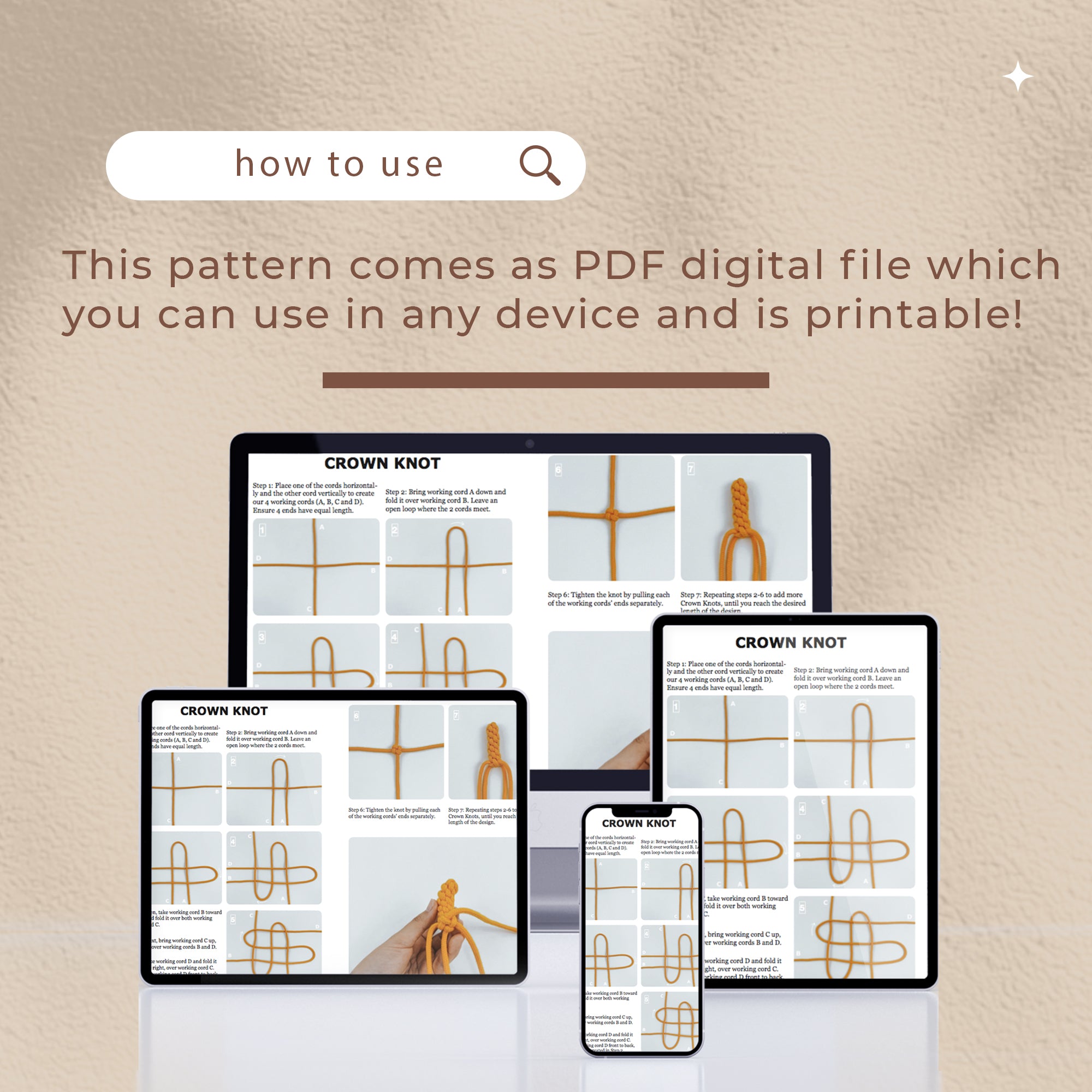 16 Makramee dekorative Knoten-Digitale PDF-und Knoten-Anleitung