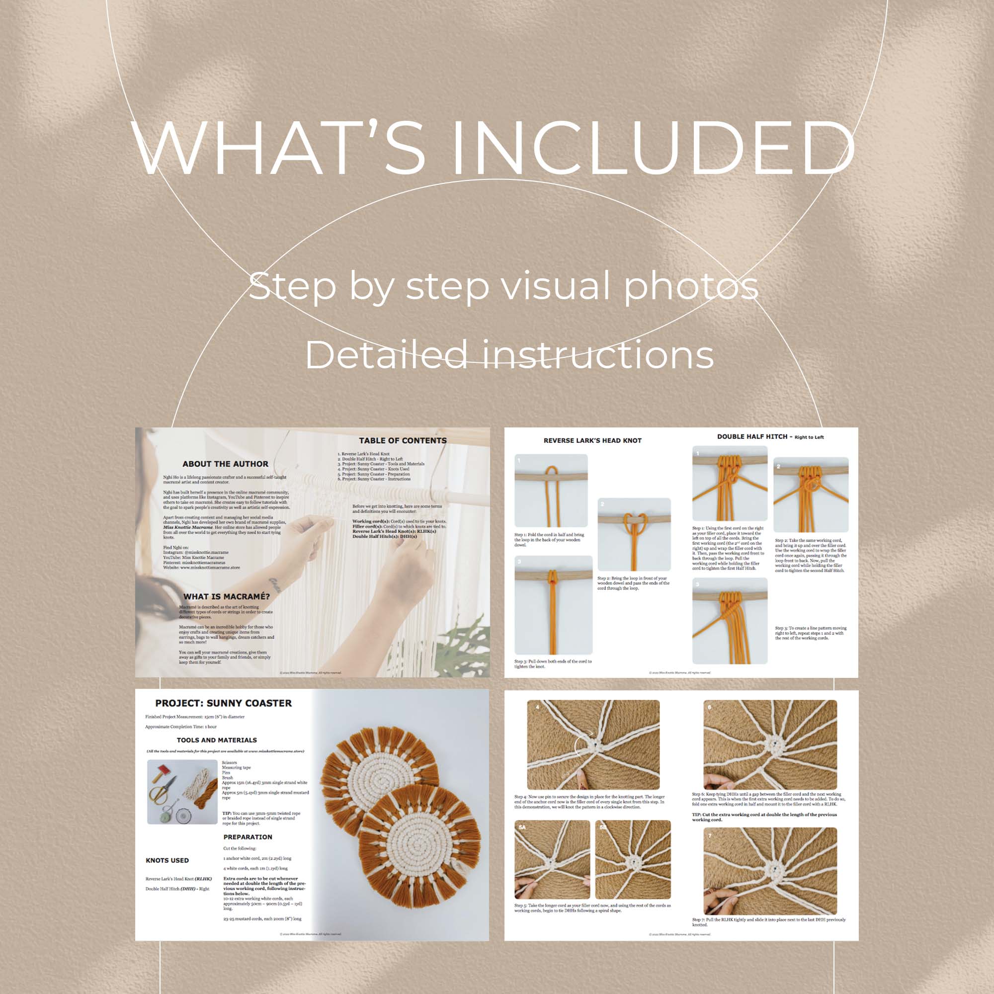 Sunny Circular Coaster Pattern - Digital PDF and Knot Guide