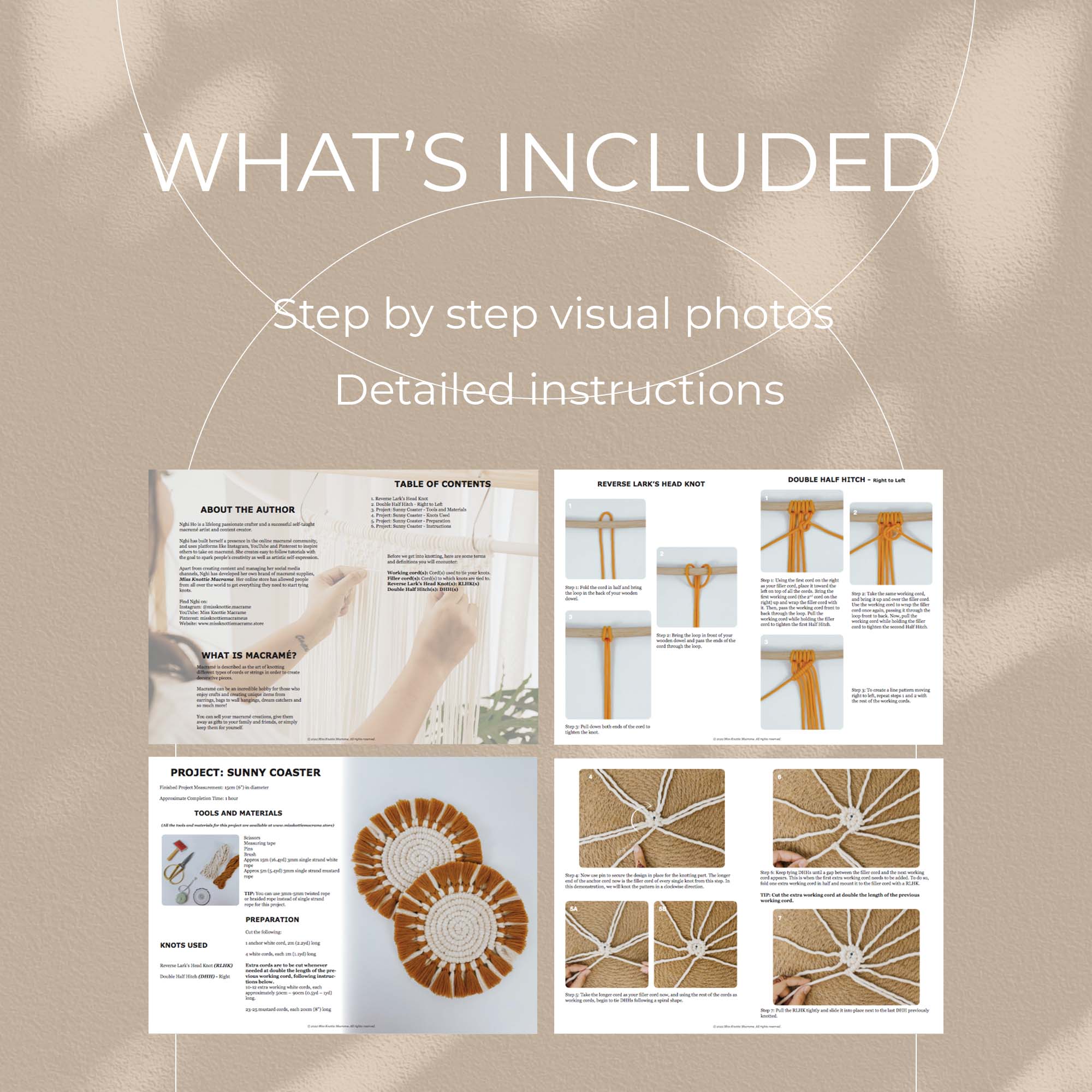 Sunny Circular Coaster Muster-Digitale PDF-und Knauf anleitung