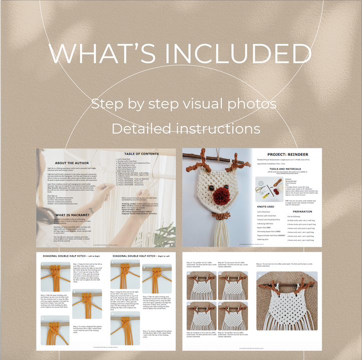 Reindeer Christmas Pattern - Digital PDF and Knot Guide