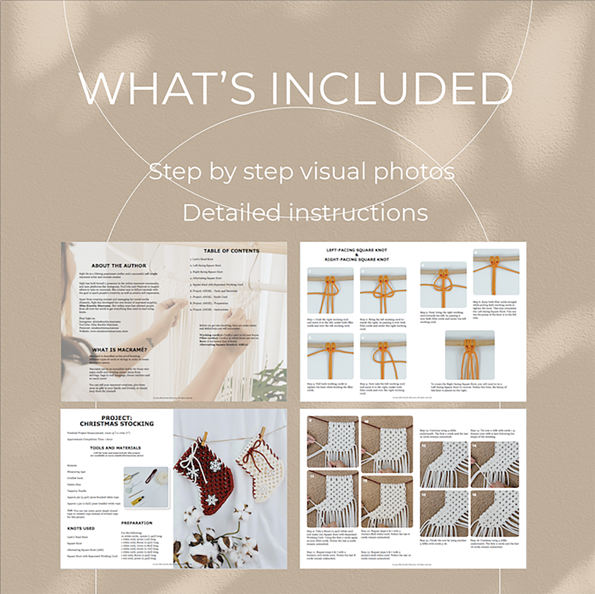 Macrame Christmas Stocking Pattern - Digital PDF and Knot Guide