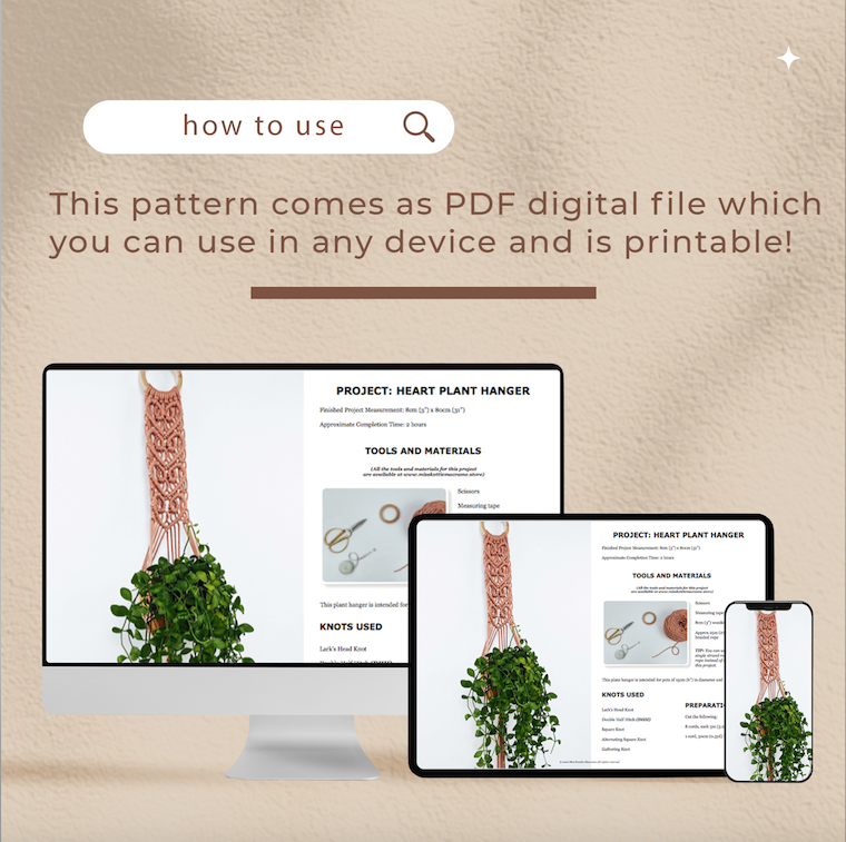 Percha de planta de corazón-PDF digital y guía de nudo