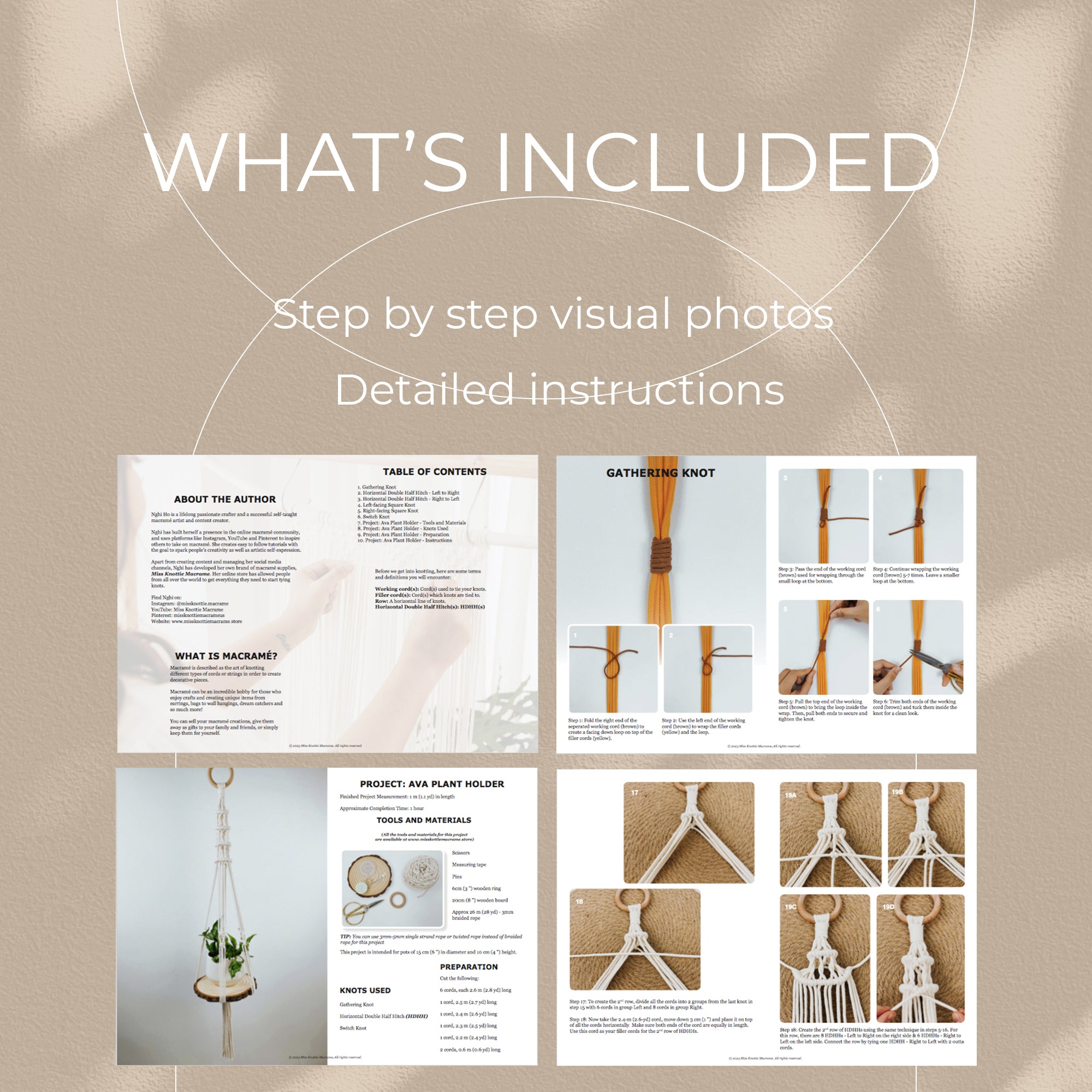 Ava Plant Holder-PDF digital y guía de nudo