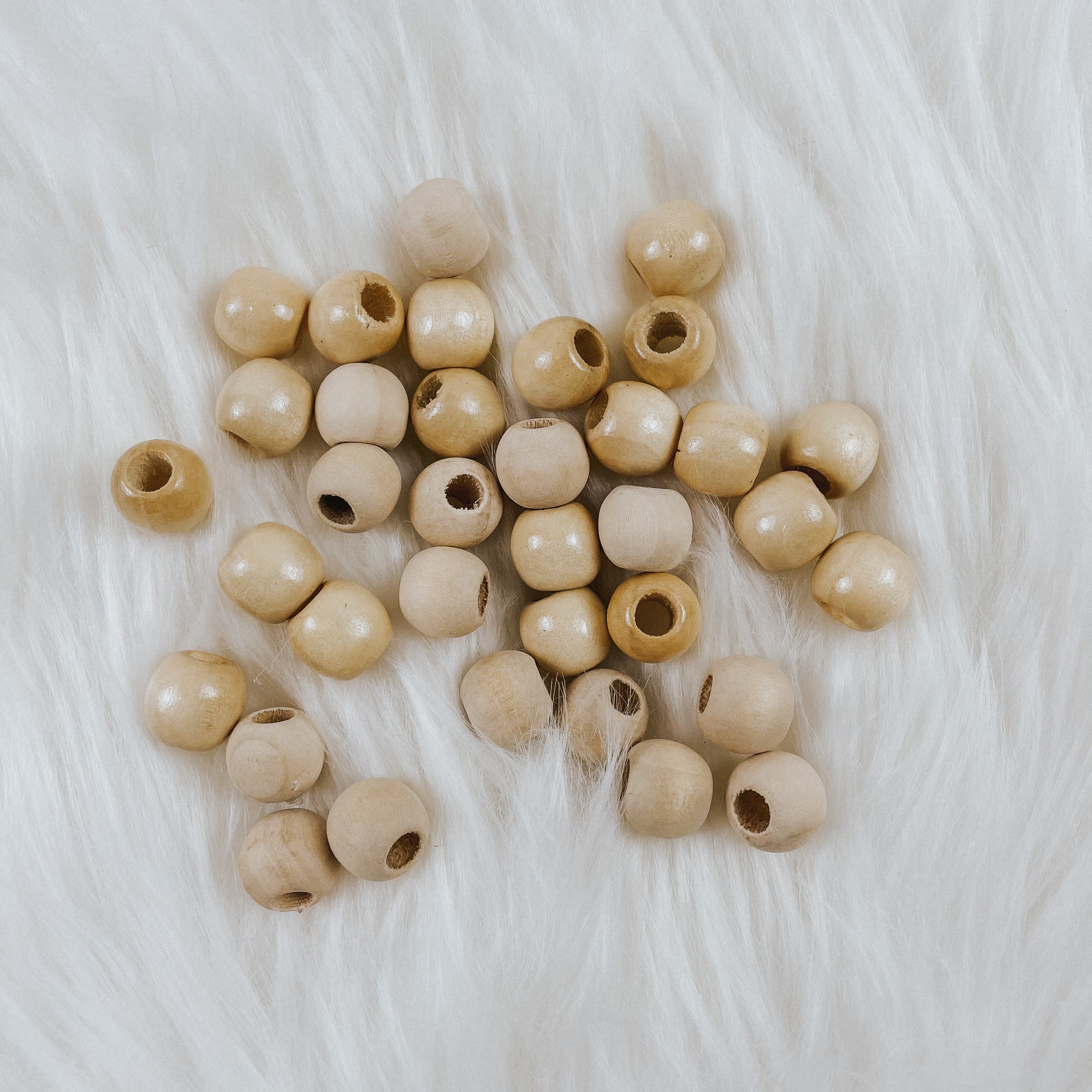 20 pezzi-Perline rotonde in legno da 15mm con foro grande