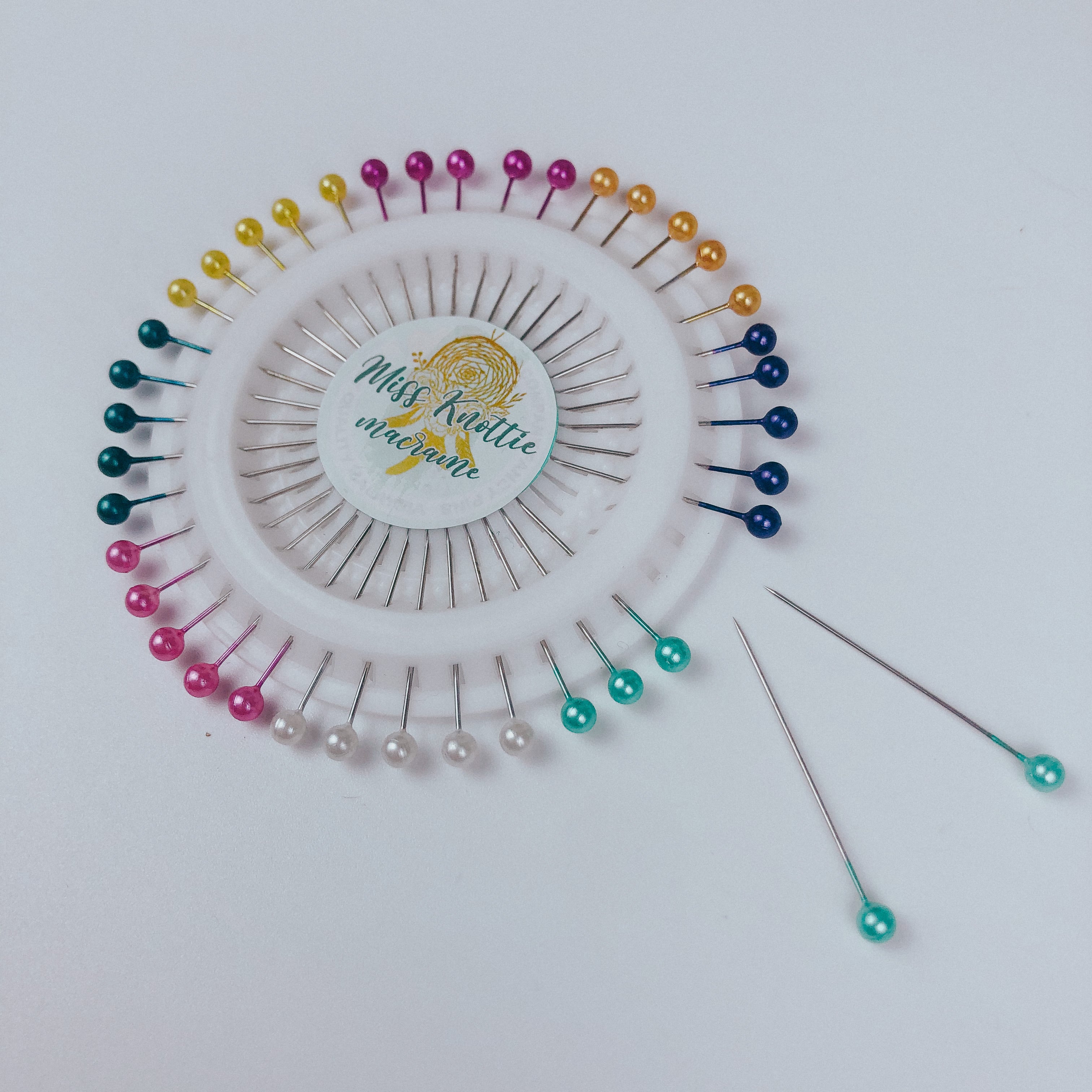 40 Multicolor / White Round Head Pins