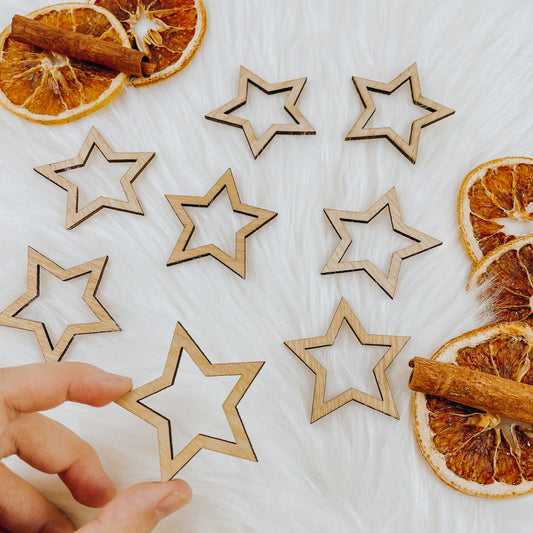 5pcs - estrelas de madeira para ornamento / macrame móvel / parede pendurada