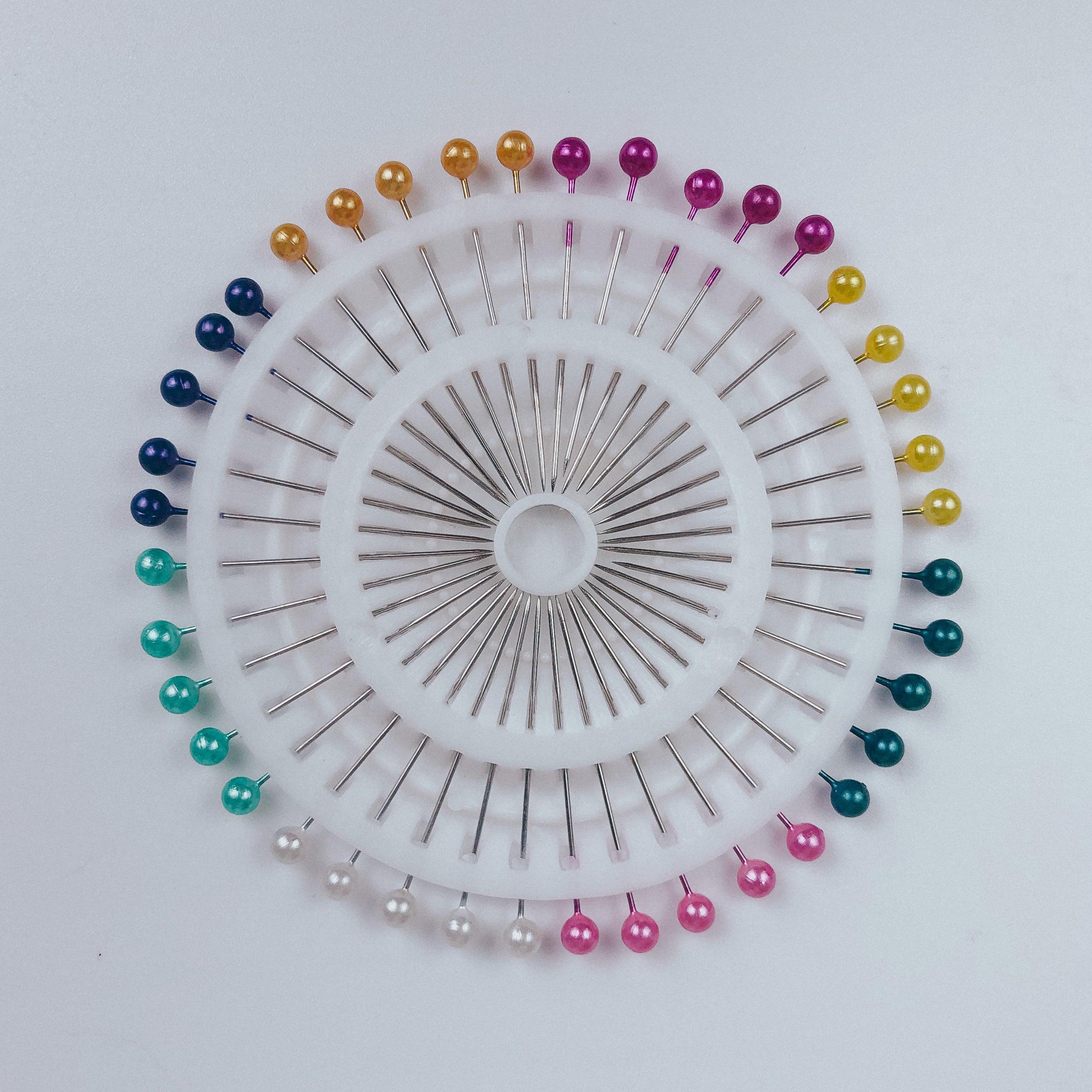 40 pasadores de cabeza redonda multicolor/blanco