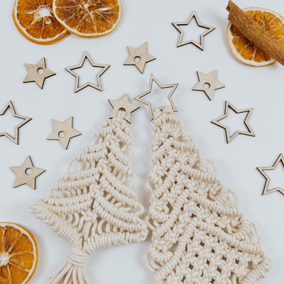 5 uds - Estrellas de madera para adorno/móvil de macramé/colgante de pared