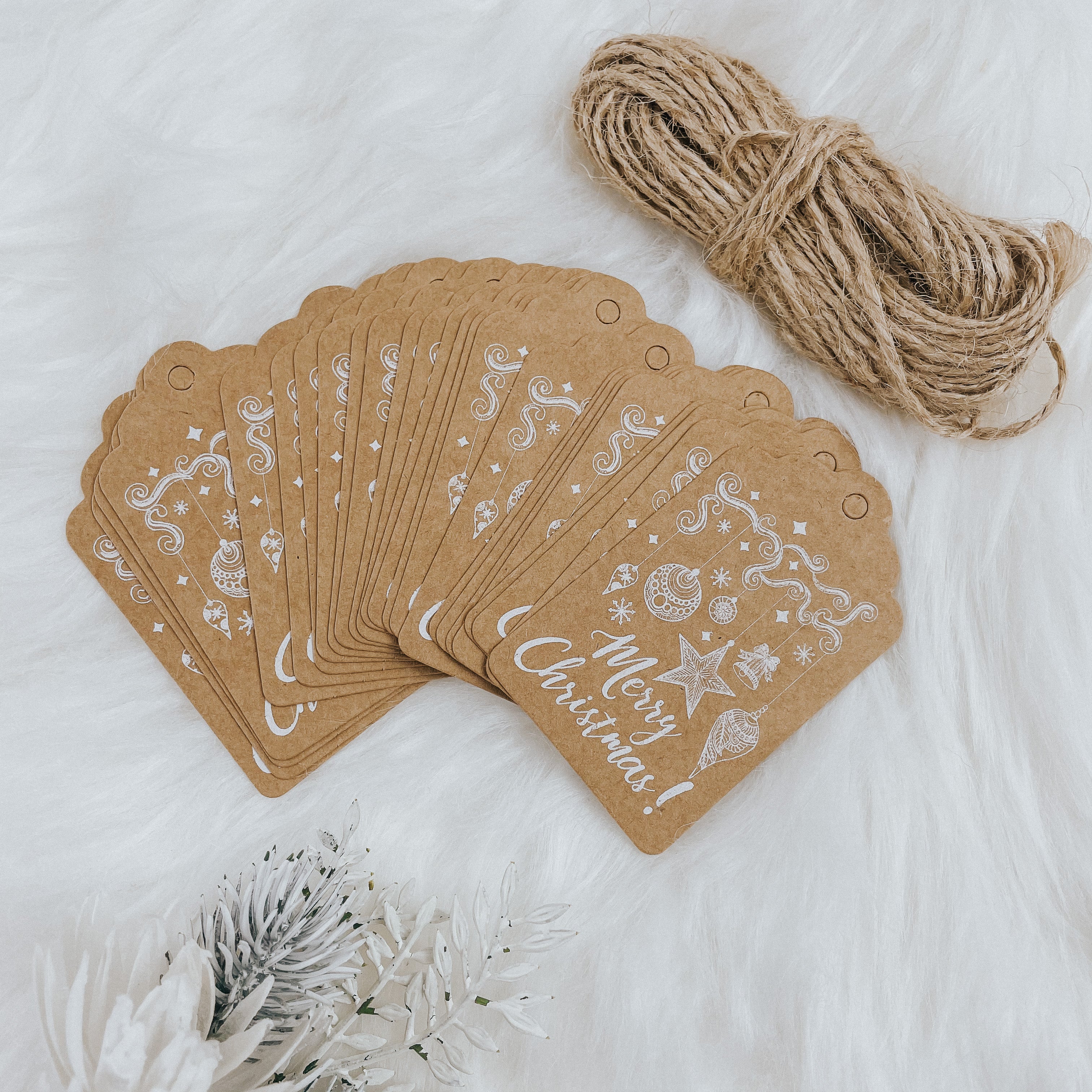 10pcs - Feliz Natal Kraft Paper Tag