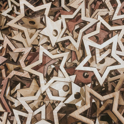 5 uds - Estrellas de madera para adorno/móvil de macramé/colgante de pared