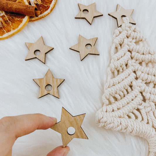 5pcs - estrelas de madeira para ornamento / macrame móvel / parede pendurada