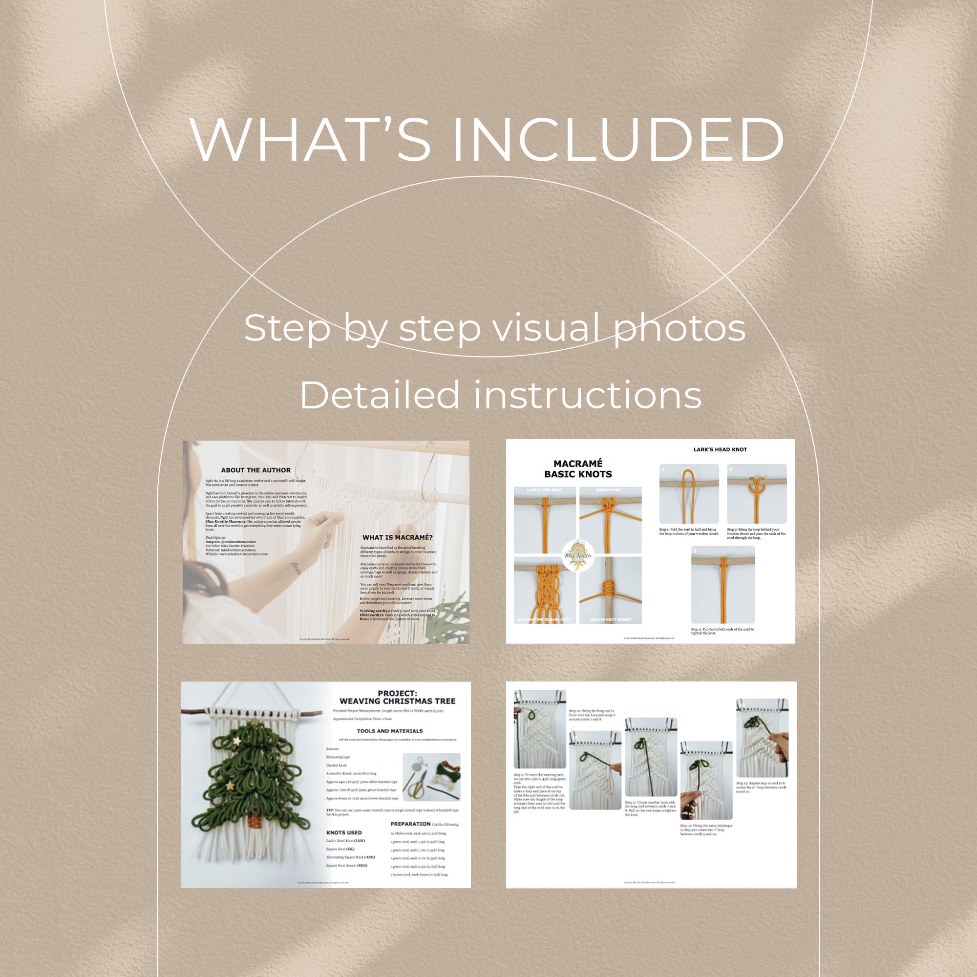 Tejiendo patrón de árbol de Navidad-PDF digital y guía de nudo