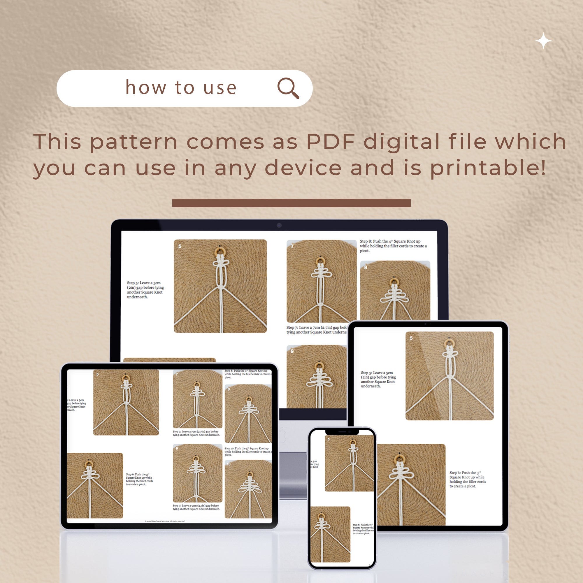 Padrão da árvore de Natal - PDF digital e guia de nós